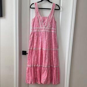 Lily Pulitzer Pollie Cotton Midi Tiered Dress in Pink Shandy Invest A Gator